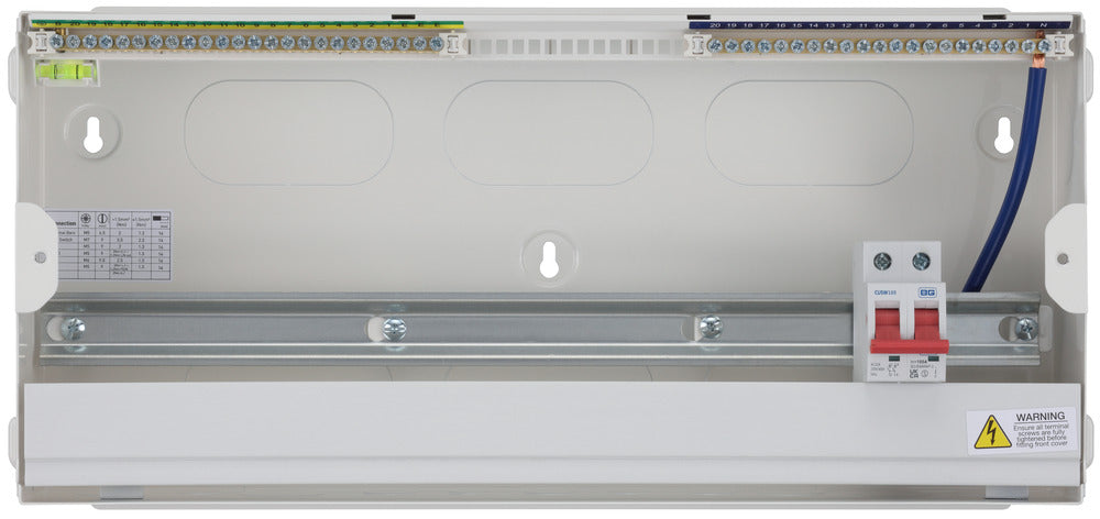 BG Fortress CF22M20 22 Module 20 Way Unpopulated Metal Consumer Unit with 100A Main Switch - westbasedirect.com
