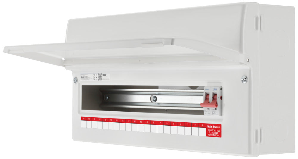 BG Fortress CF22M20 22 Module 20 Way Unpopulated Metal Consumer Unit with 100A Main Switch - westbasedirect.com