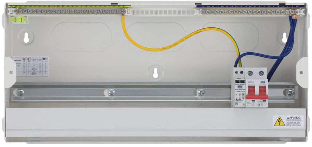 BG Fortress CF22MS19 22 Module 19 Way Unpopulated Metal Consumer Unit with 100A Main Switch & 1x SPD - westbasedirect.com
