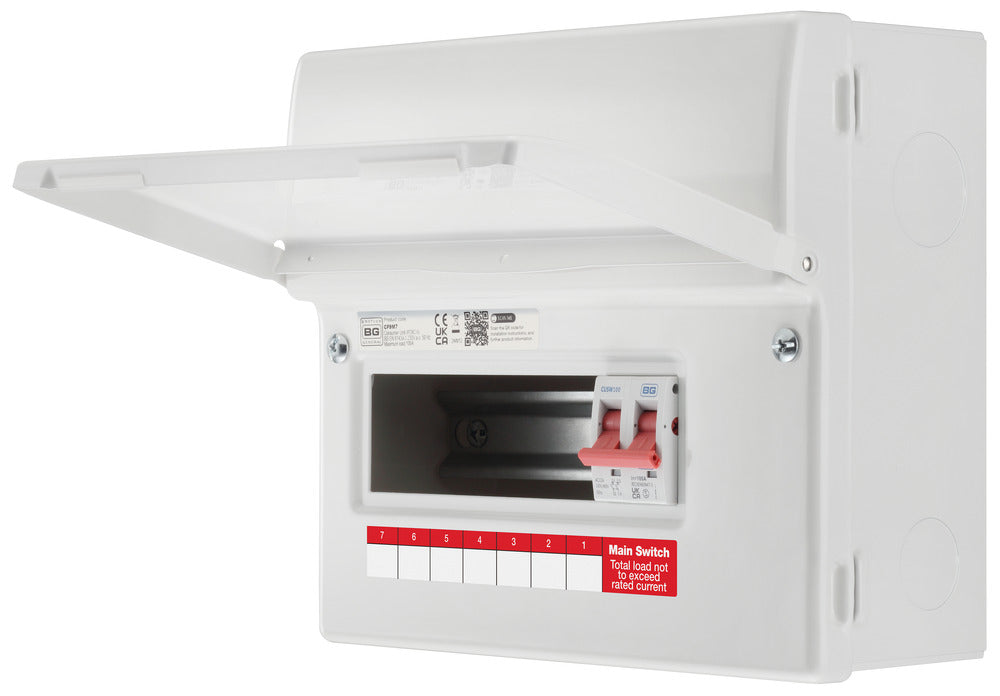 BG Fortress CF9M7 9 Module 7 Way Unpopulated Metal Consumer Unit with 100A Main Switch - westbasedirect.com