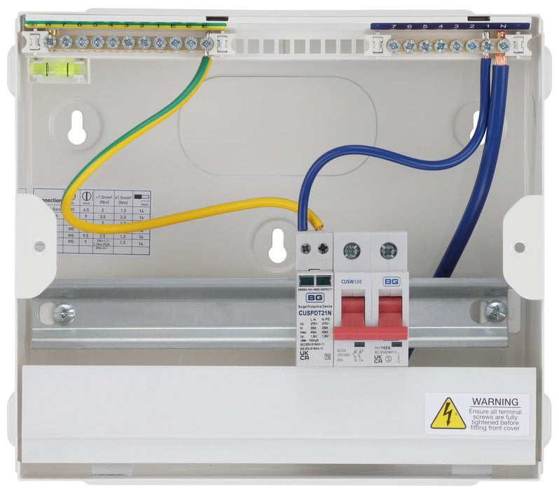 BG Fortress CF9MS6 9 Module 6 Way Unpopulated Metal Consumer Unit with 100A Main Switch & 1x SPD - westbasedirect.com