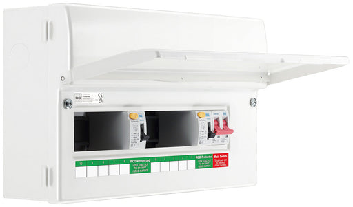 BG CFUD6610A BG 16 Module 10 Way Unpopulated + 100A Switch, 2x63A Type A 30mA RCD - westbasedirect.com