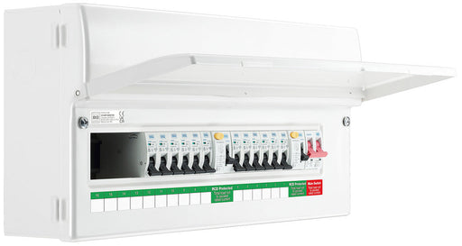 BG CFUDP1000016A BG 22 Module 16 Way Populated + 100A Switch, 2x100A Type A 30mA RCD & 12xMCBs - westbasedirect.com