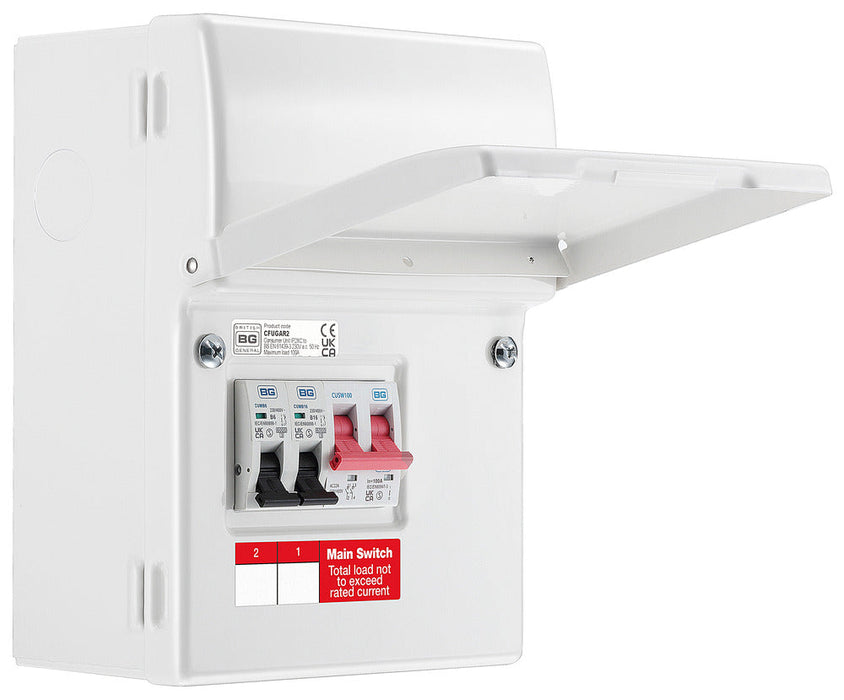 BG CFUGAR2 Garage Kit - IP20 Metal Enclosure, 100A Main Switch, 6+16A MCB - westbasedirect.com