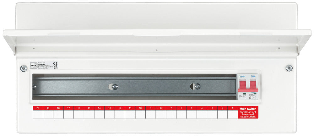 BG CFUSW20 22 Module 20 Way Metal Unpopulated + 100A Switch - westbasedirect.com