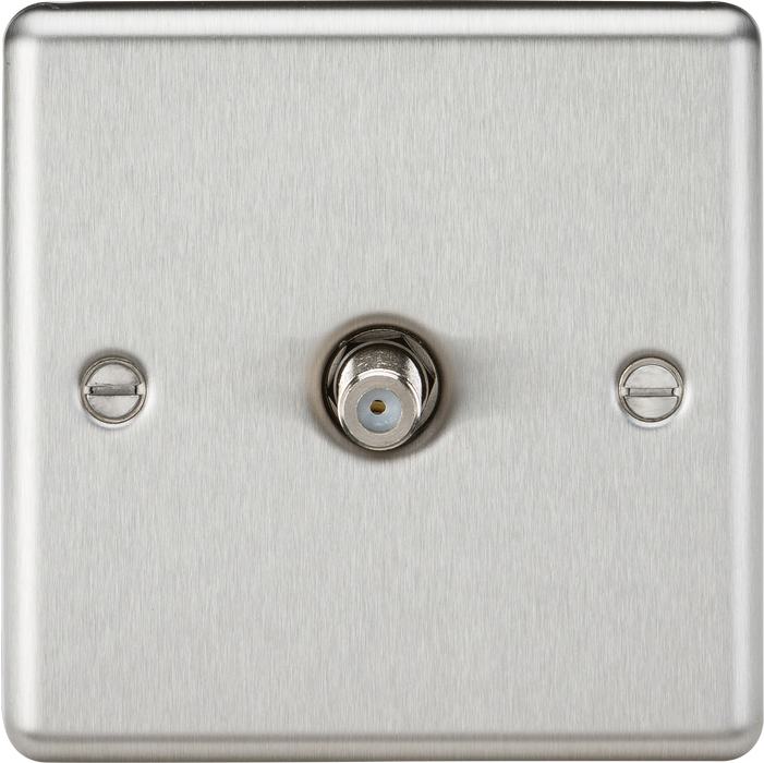 Knightsbridge CL015BC Rounded Edge SAT TV Outlet - Brushed Chrome - westbasedirect.com