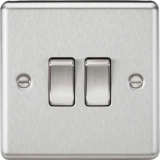 Knightsbridge CL3BC Rounded Edge 10AX 2G 2-Way Plate Switch - Brushed Chrome - westbasedirect.com