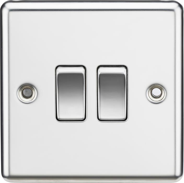 Knightsbridge CL3PC Rounded Edge 10AX 2G 2-Way Plate Switch - Polished Chrome - westbasedirect.com