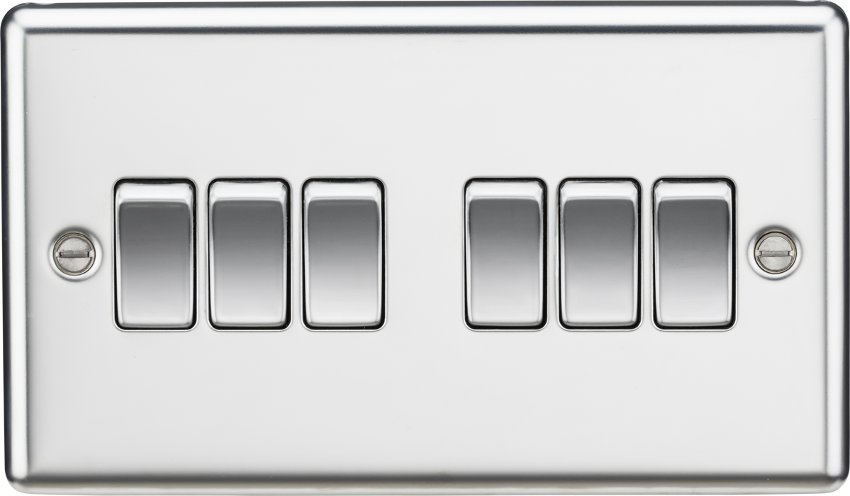 Knightsbridge CL42PC Rounded Edge 10AX 6G 2-Way Plate Switch - Polished Chrome - westbasedirect.com