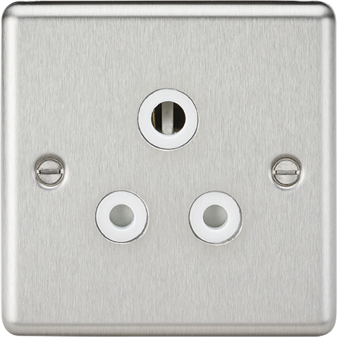 Knightsbridge CL5ABCW Rounded Edge 5A Unswitched Socket - Brushed Chrome + White Insert - westbasedirect.com