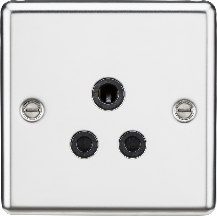 Knightsbridge CL5APC Rounded Edge 5A Unswitched Socket - Polished Chrome + Black Insert - westbasedirect.com