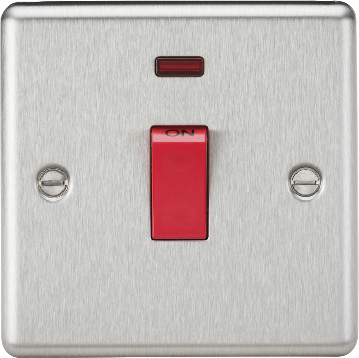 Knightsbridge CL81NBC Rounded Edge 45A DP Switch + Neon (Single Size) - Brushed Chrome - westbasedirect.com