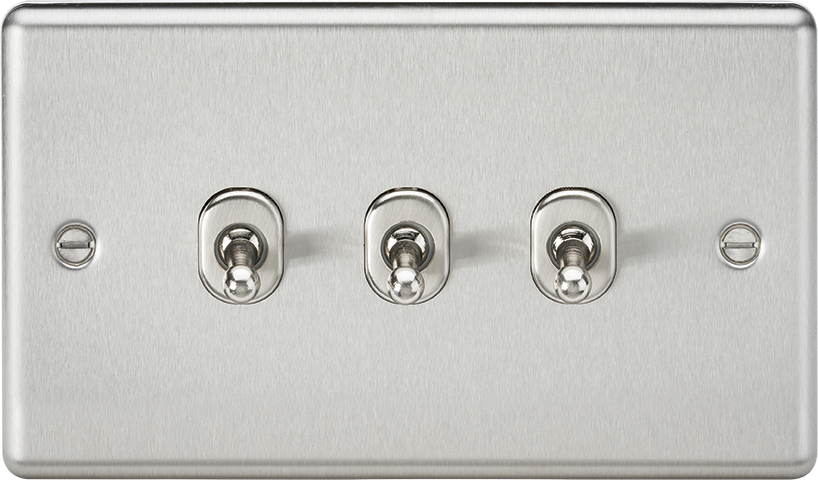 Knightsbridge CLTOG3BC Rounded Edge 10AX 3G 2-Way Toggle Switch - Brushed Chrome - westbasedirect.com
