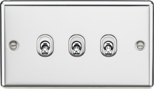 Knightsbridge CLTOG3PC Rounded Edge 10AX 3G 2-Way Toggle Switch - Polished Chrome - westbasedirect.com