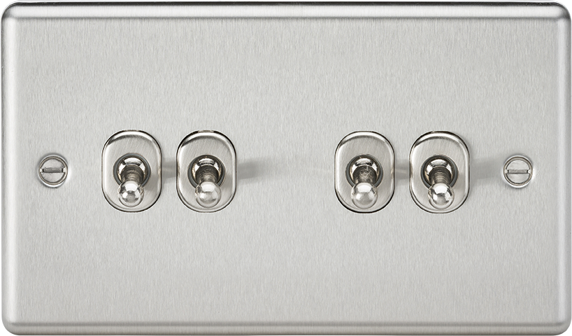 Knightsbridge CLTOG4BC Rounded Edge 10AX 4G 2-Way Toggle Switch - Brushed Chrome - westbasedirect.com