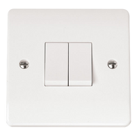Click Mode CMA012 White Moulded 10AX 2 Gang 2 Way Plate Switch