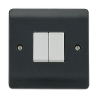 Click Mode CMA012AG Part M 10AX 2 Gang 2 Way Plate Switch - Anthracite Grey