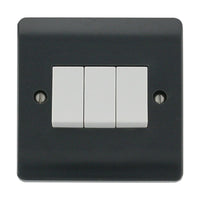 Click Mode CMA013AG Part M 10AX 3 Gang 2 Way Plate Switch - Anthracite Grey