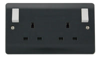 Click Mode CMA1836AG Part M 13A 2G DP Switched Safety Shutter Socket (Outboard Rockers) - Anthracite Grey