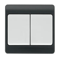 Click Mode CMA812AG Part M 10AX 2 Gang 2 Way Wide Rocker Switch - Anthracite Grey