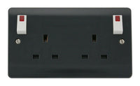 Click Mode CMA840AG Part M 13A 2G DP Switched Socket + Neon (Outboard Rockers) - Anthracite Grey