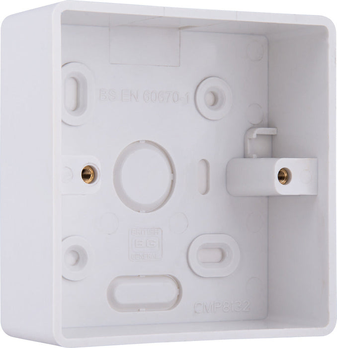BG CMP8132 Single 32mm White Rounded PVC Surface Pattress Box - westbasedirect.com