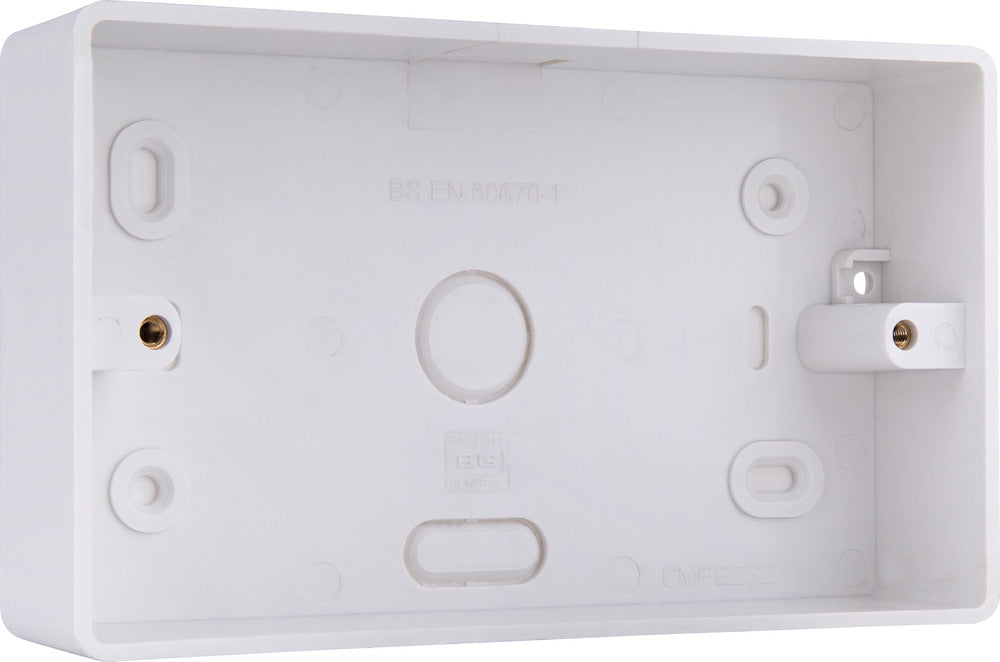 BG CMP8232 Double 32mm White Rounded PVC Surface Pattress Box - westbasedirect.com