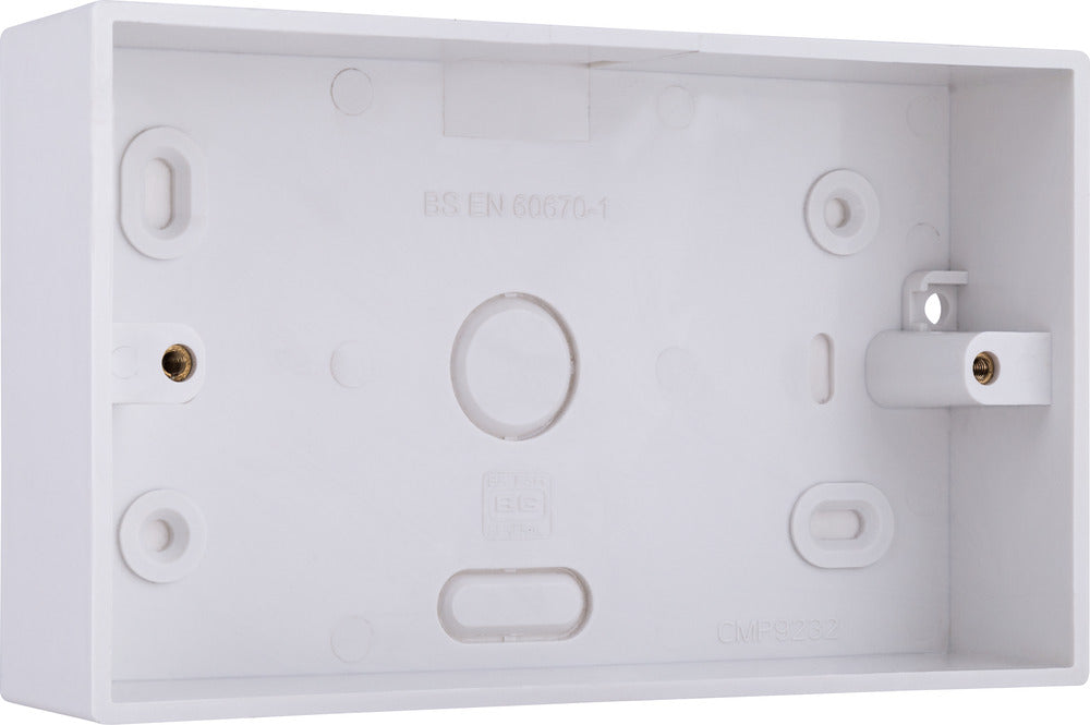 BG CMP9232 Double 32mm White Square PVC Surface Pattress Box - westbasedirect.com