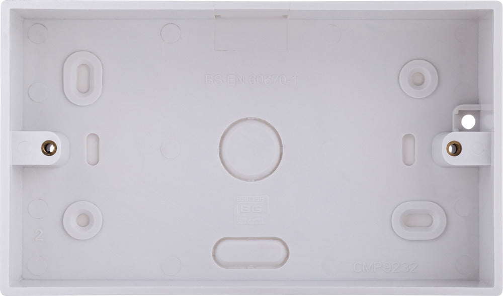 BG CMP9232 Double 32mm White Square PVC Surface Pattress Box - westbasedirect.com