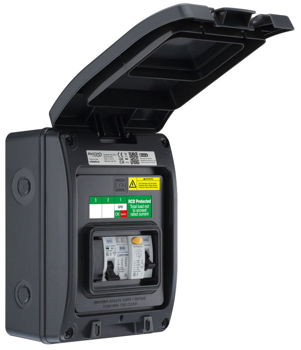 BG CP5R4PS1G 5 Module IP66 Weatherproof Grey Plastic EV Charger Circuit Protection with 40A 30mA Type A RCD, 40A B Curve MCB & Type 2 SPD - westbasedirect.com