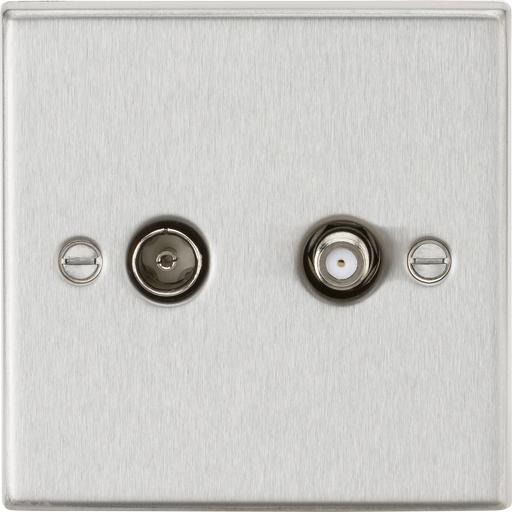 Knightsbridge CS014BC Square Edge TV & SAT TV Outlet (Isolated) - Brushed Chrome - westbasedirect.com