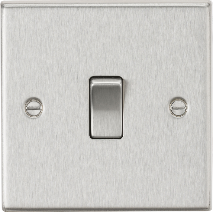 Knightsbridge CS2BC Square Edge 10AX 1G 2-Way Plate Switch - Brushed Chrome - westbasedirect.com