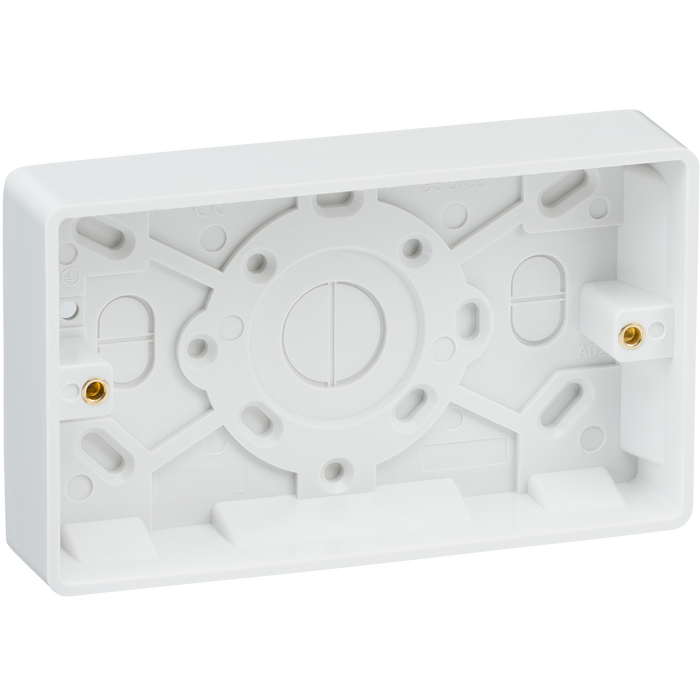 Knightsbridge CU1500 White Curved Edge Double 25mm Pattress Box - westbasedirect.com