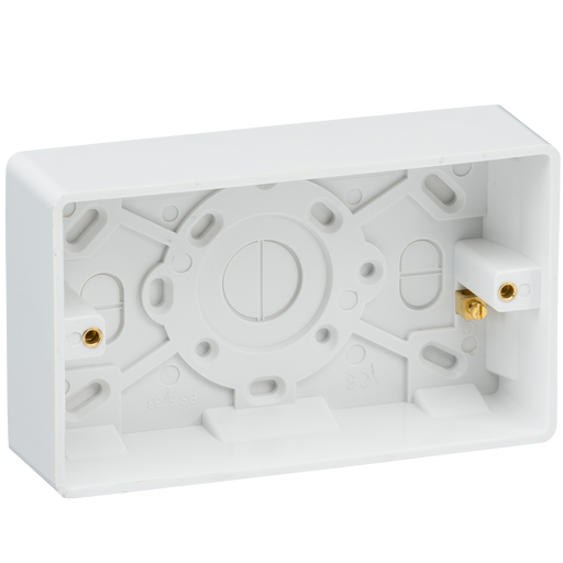 Knightsbridge CU1800 White Curved Edge Double 35mm Pattress Box + Earth - westbasedirect.com