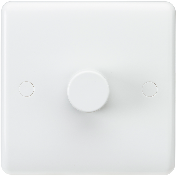 Knightsbridge CU2161 White Curved Edge 1G 40-400W Dimmer - westbasedirect.com