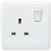 Knightsbridge CU7000 White Curved Edge 13A 1G DP Switched Socket