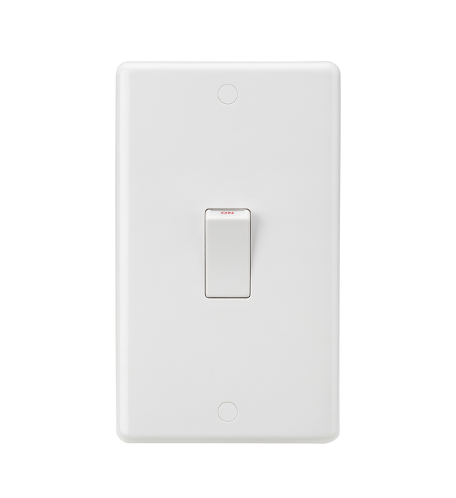 Knightsbridge CU8332W White Curved Edge 45A 2G DP Switch (White Rocker) - westbasedirect.com