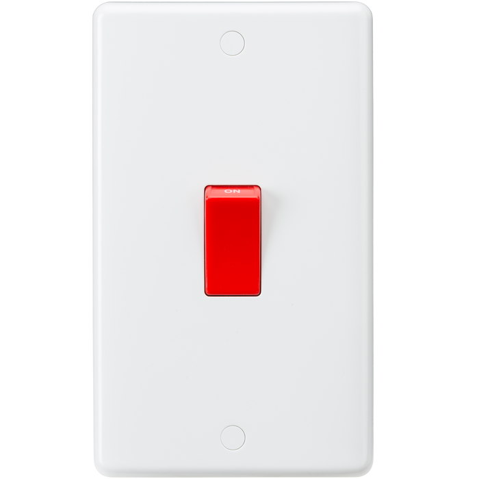 Knightsbridge CU8332 White Curved Edge 45A DP Switch (Large) - westbasedirect.com
