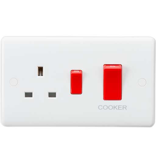 Knightsbridge CU8333 White Curved Edge 45A DP Switch + 13A Switched Socket - westbasedirect.com