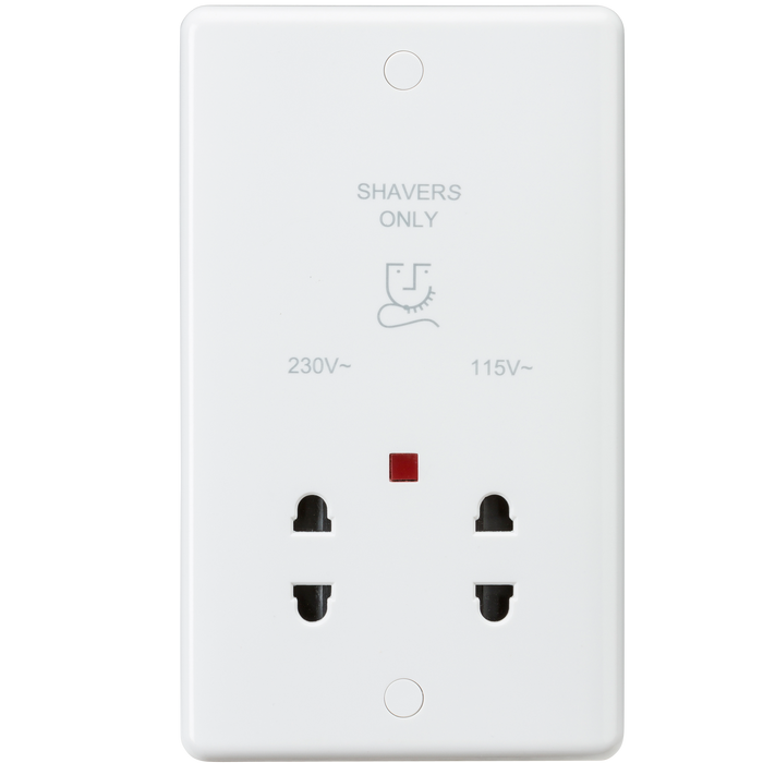 Knightsbridge CU8900N White Curved Dual Voltage Shaver Socket + Neon - westbasedirect.com