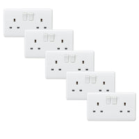 Knightsbridge CU9000Sx5 White Curved Edge 13A 2G SP Switched Socket (5 Pack)