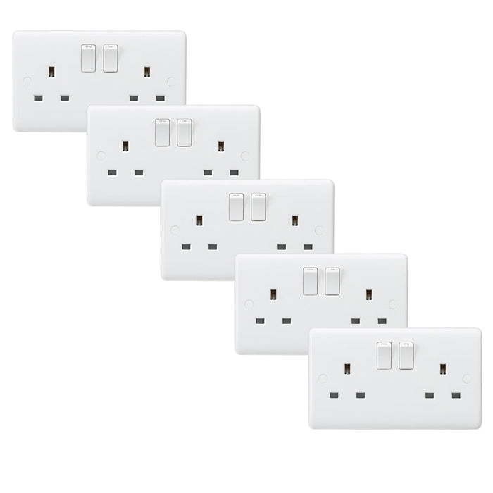 Knightsbridge CU9000x5 White Curved Edge 13A 2G DP Switched Socket (5 Pack)