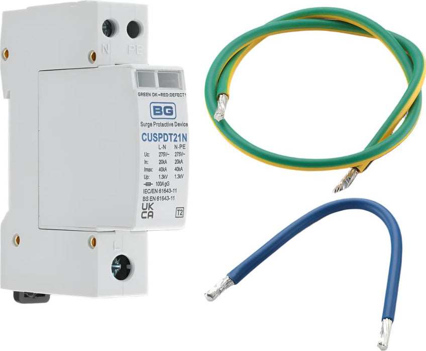 BG CUA30 SPD Wiring Kit c/w Neutral & Earth Wires 1x SPD T2 - westbasedirect.com