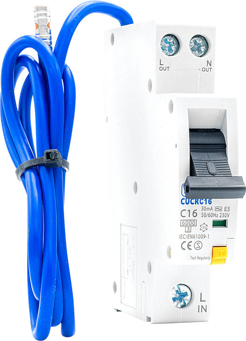 BG CUCRC16 16A SP 1 Module C Curve 6kA 30mA Type AC Compact RCBO - westbasedirect.com