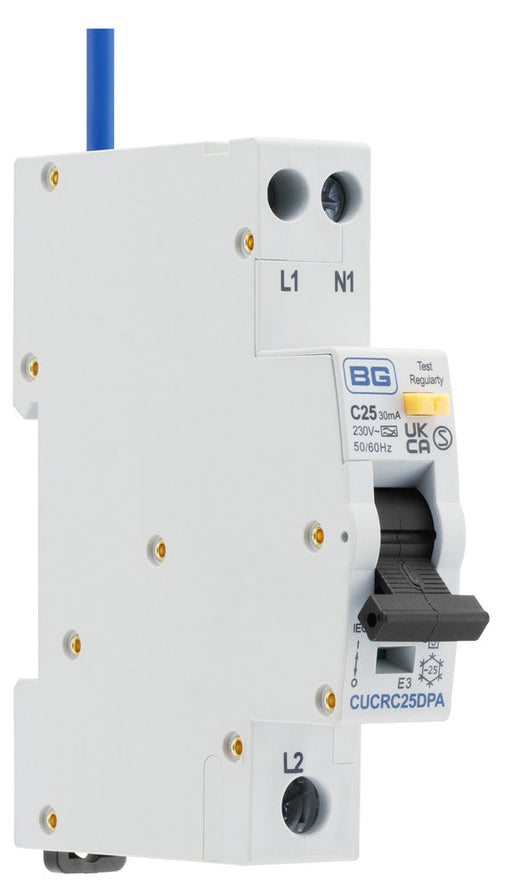 BG CUCRC25DPA 25A 30mA C Curve Type A Double Pole Compact RCBO Bi-Directional - westbasedirect.com