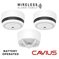 Cavius Battery Powered CV2106 2x Optical Smoke & CV3106 1x Heat Alarm RF 10yr Sealed-in Lithium Battery