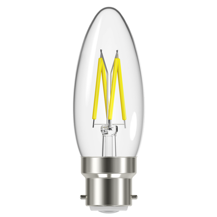 Energizer 4W 470lm B22 BC Candle Filament LED Bulb Warm White 2700K - westbasedirect.com