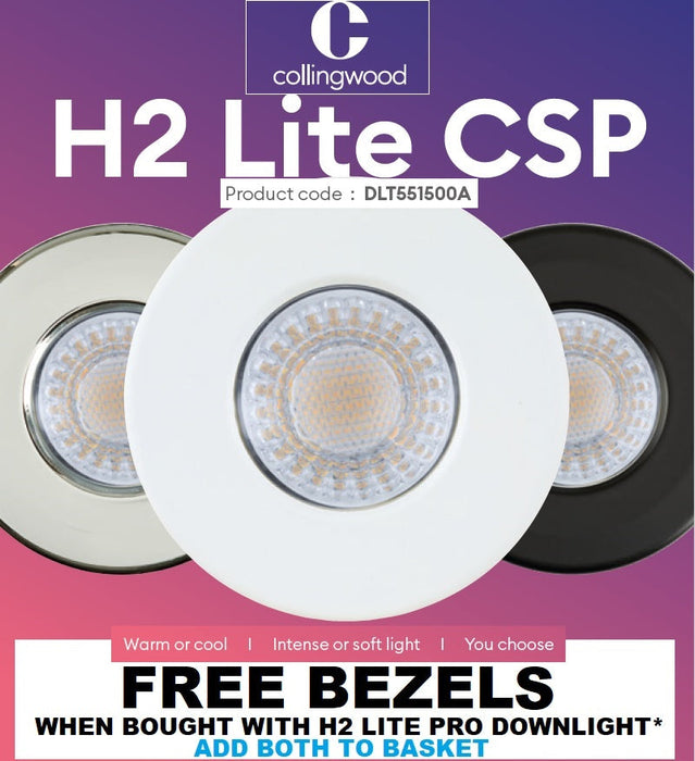 Collingwood DLT551500A H2 Lite CSP 4.2W-6W Fixed CCT LED Fire-Rated Downlight, Bezel Excluded - westbasedirect.com