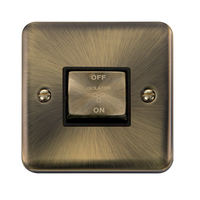 Click Deco Plus DPAB520BK 10A Ingot 3 Pole Fan Isolation Plate Switch - Antique Brass (Black)