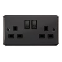 Click Deco Plus DPBN536BK 13A Ingot 2G DP Switched Socket - Black Nickel (Black)